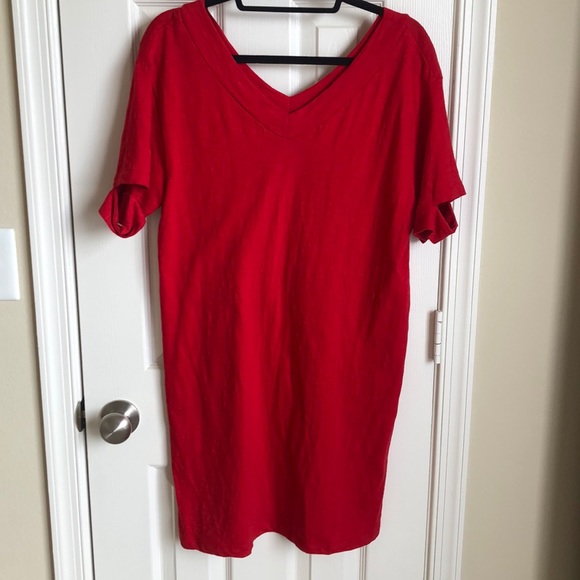 red jersey midi dress